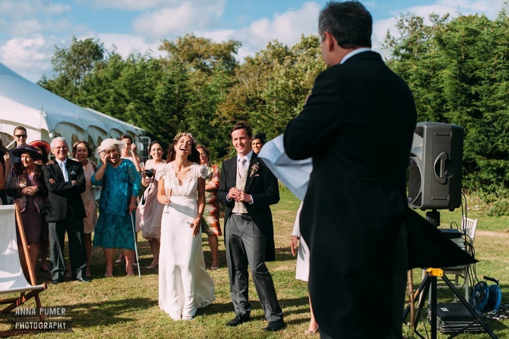 field festival wedding sussex outdoor speeches