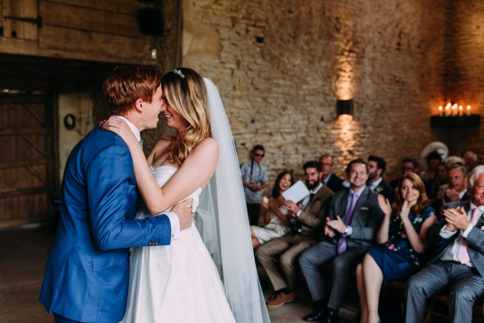 Rainy Cripps Stone Barn Wedding ceremony