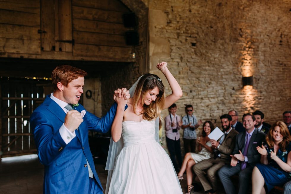 Rainy Cripps Stone Barn Wedding ceremony