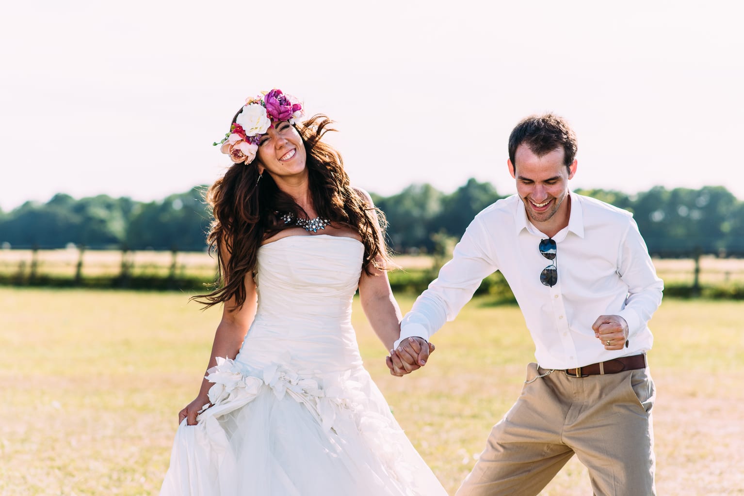 festiival wedding with flower crowns
