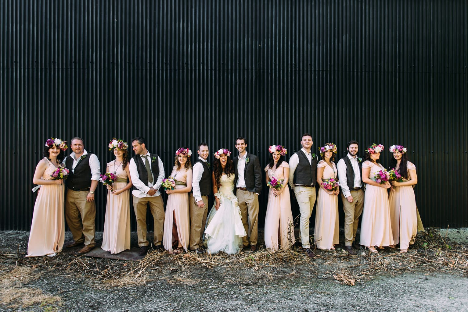 festiival wedding with flower crowns
