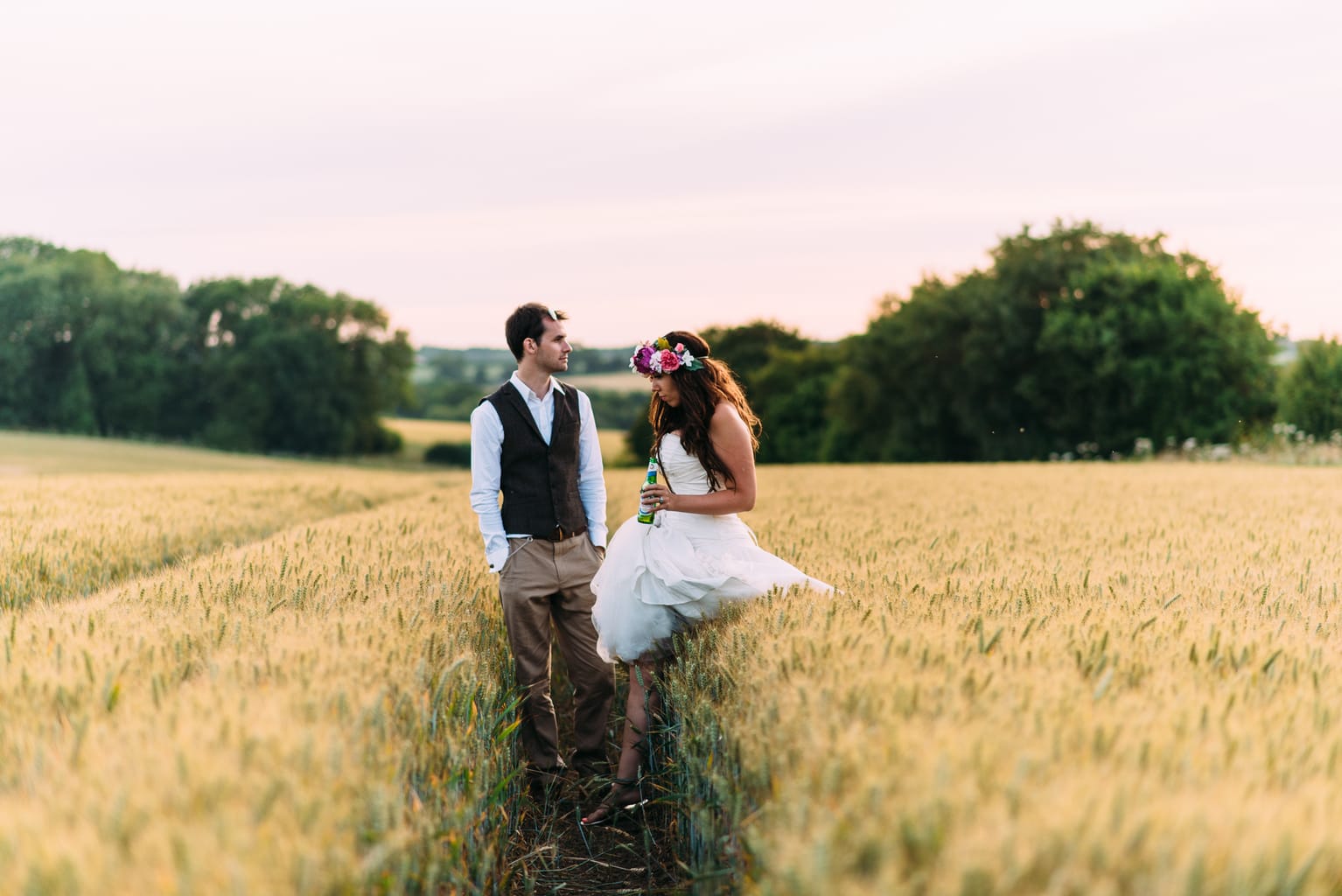 festiival wedding with flower crowns