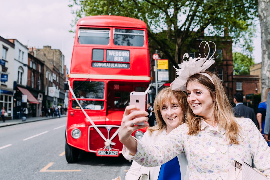 wedding london bus