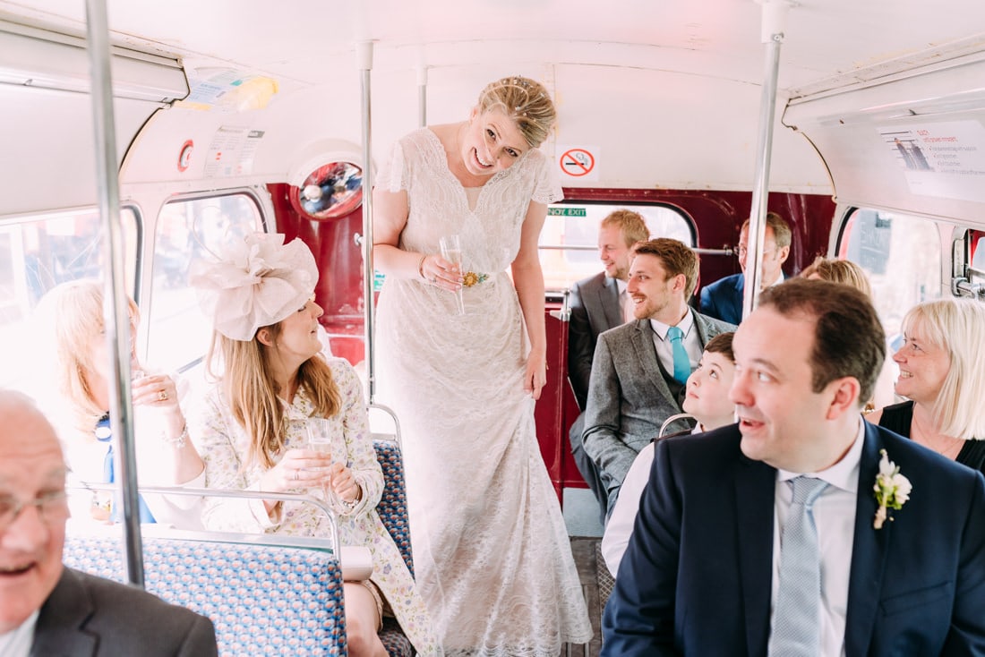 wedding london bus