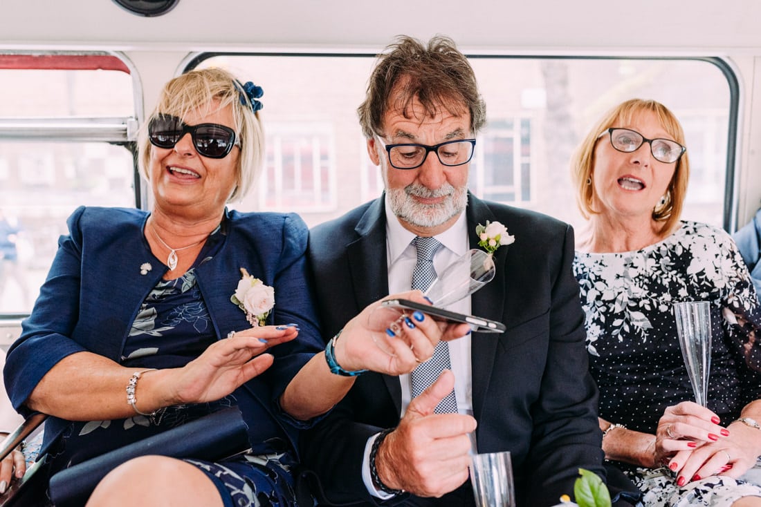 wedding london bus