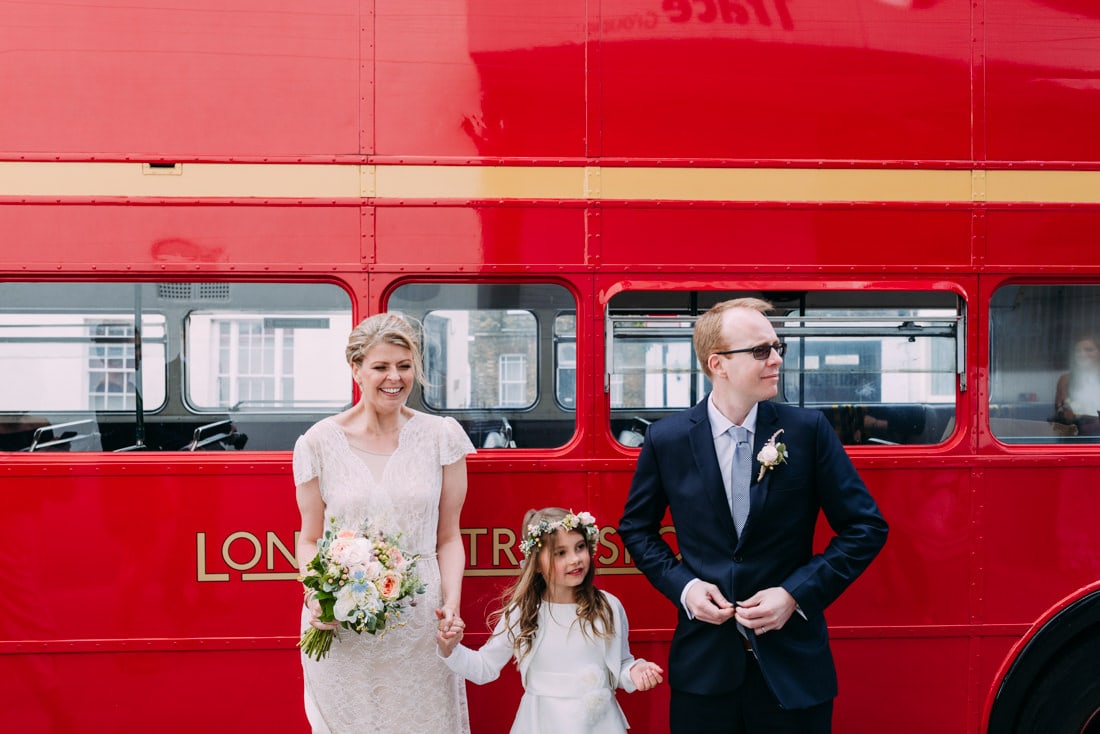 wedding london bus