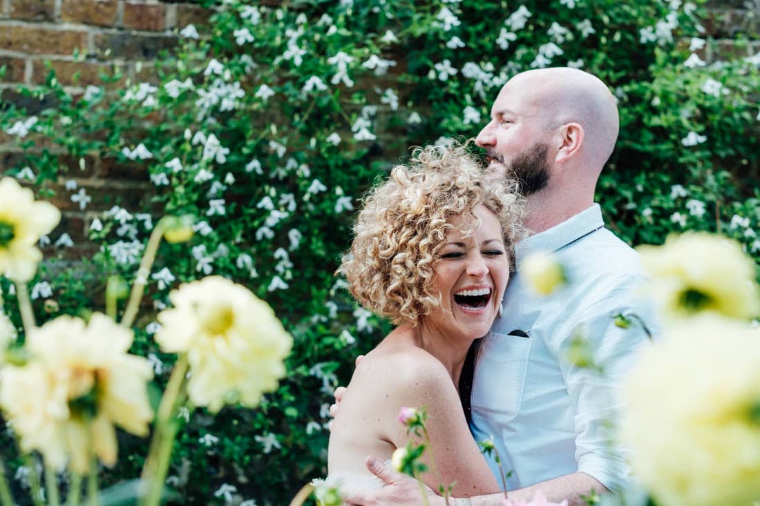bride and groom portrait during outdoor meadow wedding