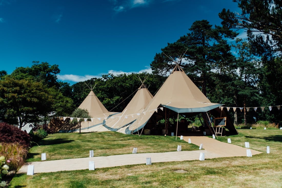 wedding tipi in a back garden