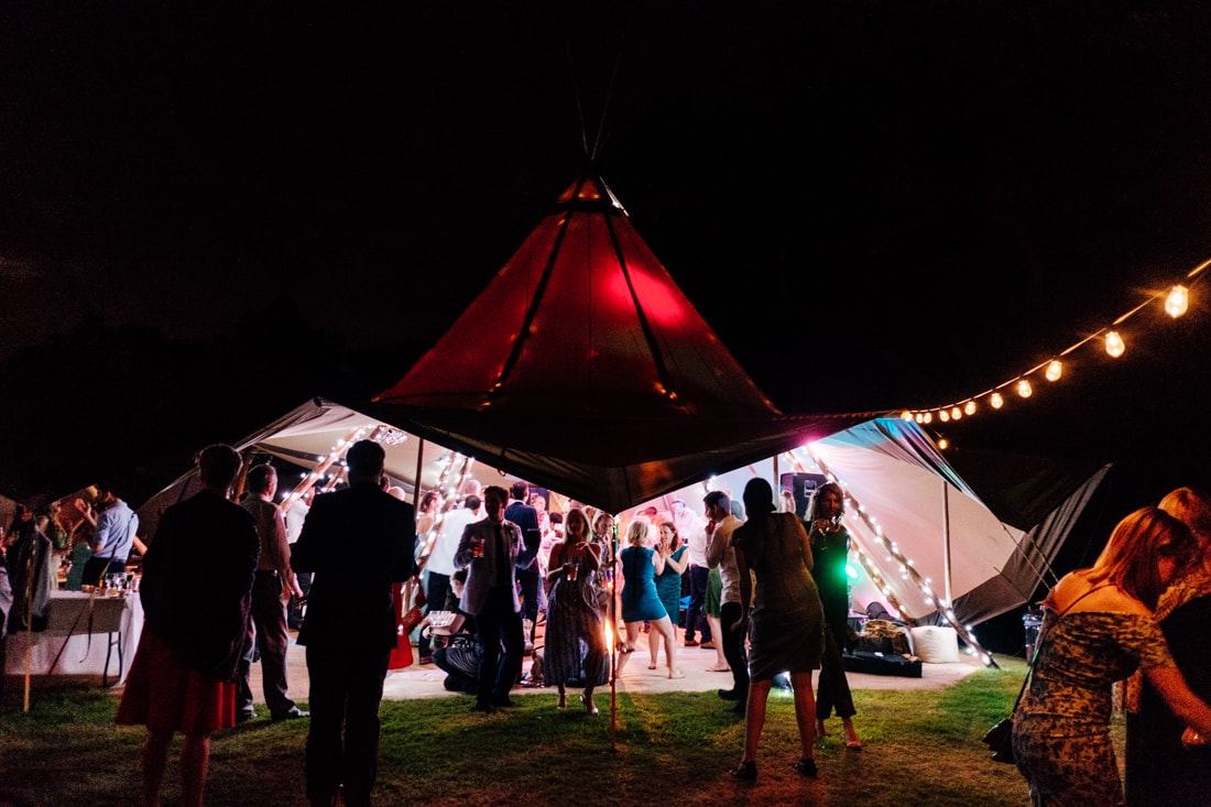 tipi wedding at night