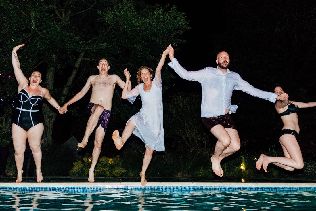 pool jump during a wedding