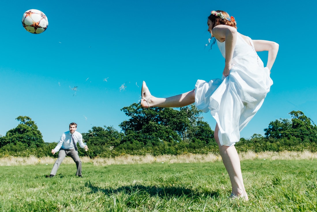 bride playing football