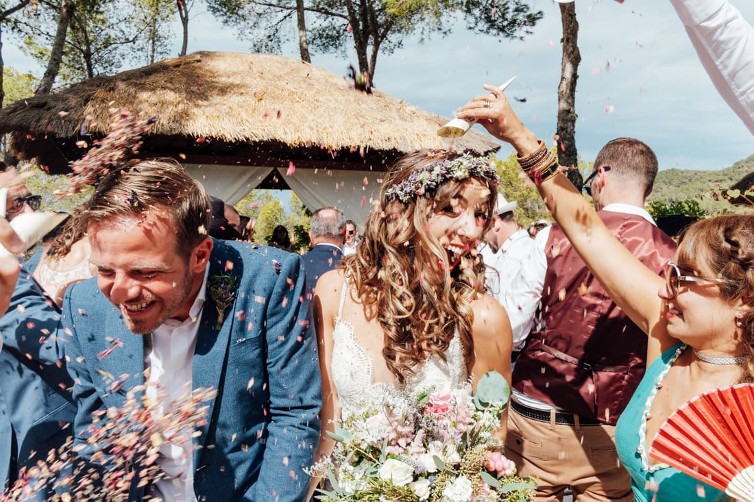 confetti at ibiza travel wedding in a villa