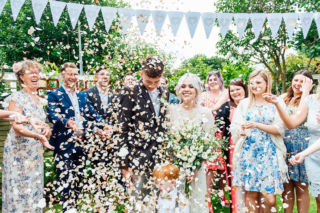 rustic relaxed back garden wedding