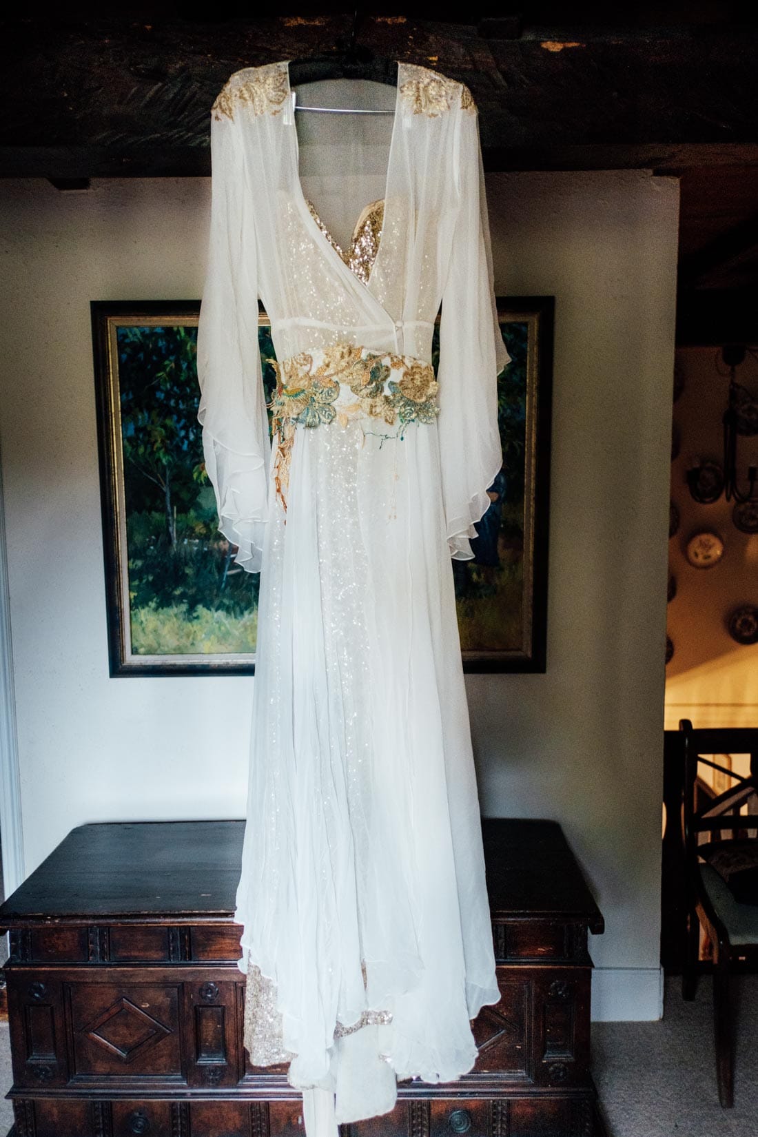 wedding dress with wildlife motifs