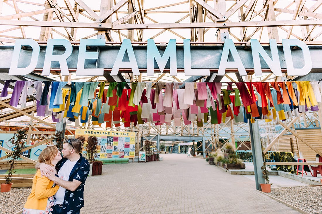 bride and groom at dreamland margate kent
