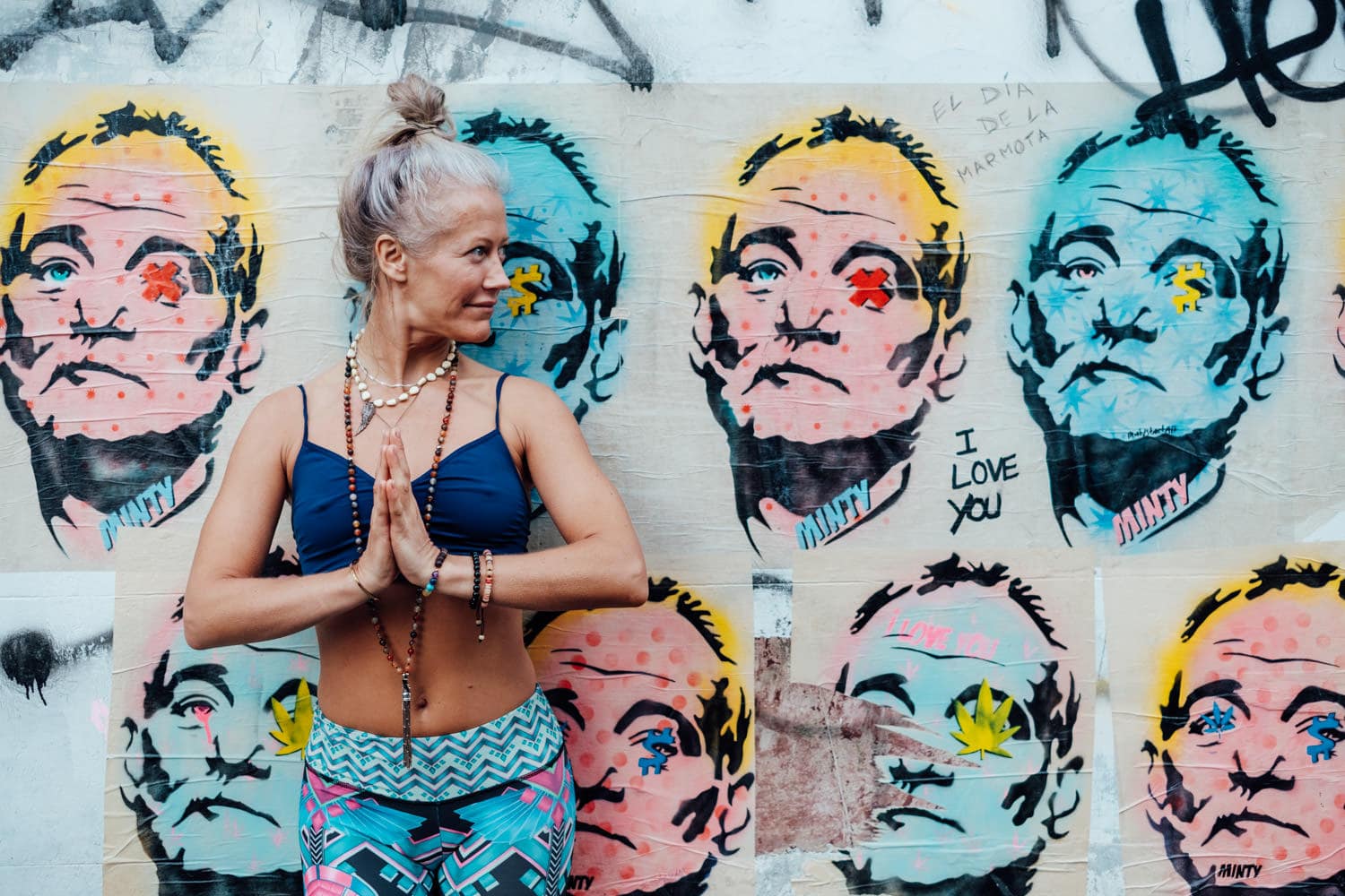 yoga photoshoot for corporate headshot photography in front of brighton graffiti