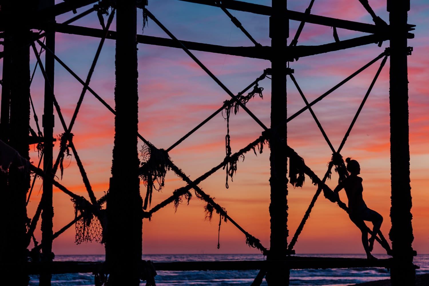 yoga corporate headshot photography in brighton at sunset under the pier