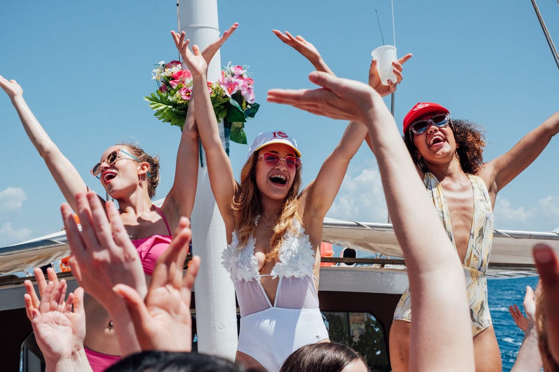 greek island corfu hen party on a boat